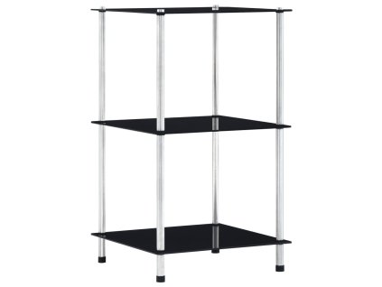 3patrová police černá 40 × 40 × 67 cm tvrzené sklo 249509