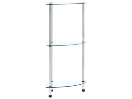 3patrová police průhledná 30 × 30 × 67 cm tvrzené sklo 249514