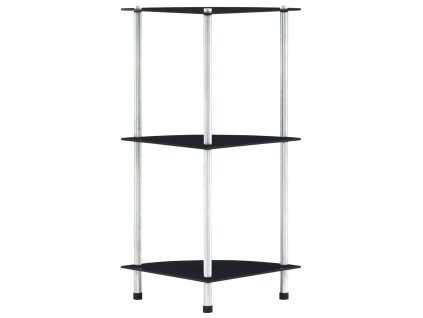 3patrová police černá 30 × 30 × 67 cm tvrzené sklo 249519