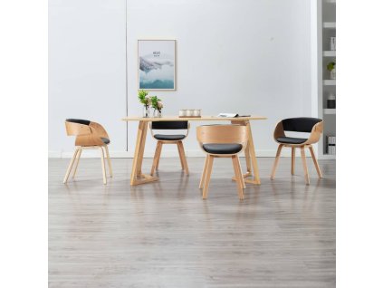 Jídelní židle 4 ks černé ohýbané dřevo a umělá kůže 278866