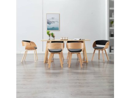 Jídelní židle 6 ks černé ohýbané dřevo a umělá kůže 278867