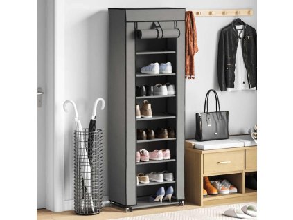 Botník s potahem šedý 57 x 29 x 162 cm textil 282432