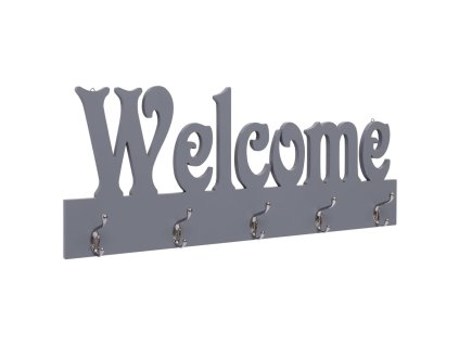 Nástěnný věšák WELCOME šedý 74 x 29,5 cm 284248