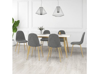 Jídelní židle 6 ks světle šedé samet 3082870