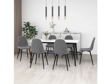 Jídelní židle 6 ks světle šedé samet 3082881