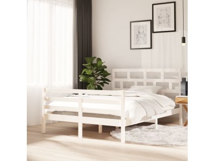 Rám postele bílý masivní borovice 140 x 200 cm 3101284