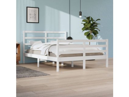 Rám postele bílý masivní borovice 140 x 200 cm 3105007