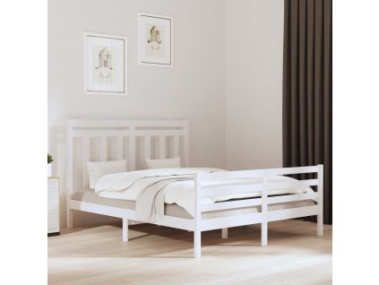Rám postele bílý masivní dřevo 160 x 200 cm 3105326