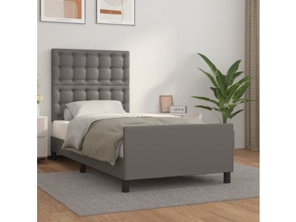 Rám postele s čelem šedý 90x190 cm umělá kůže 3125547