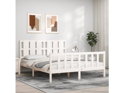 Rám postele s čelem bílý King Size masivní dřevo 3192237