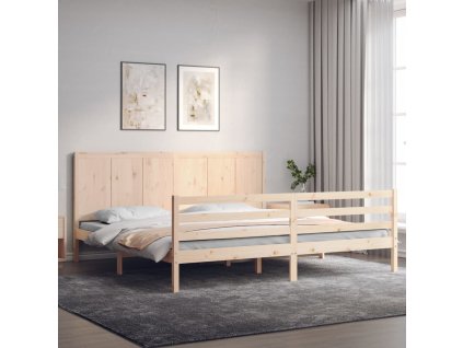 Rám postele s čelem 200 x 200 cm masivní dřevo 3194526