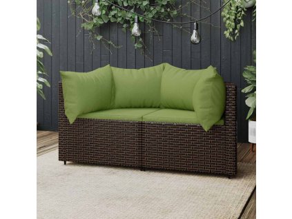Zahradní rohové pohovky s poduškami 2 ks hnědé polyratan 319838