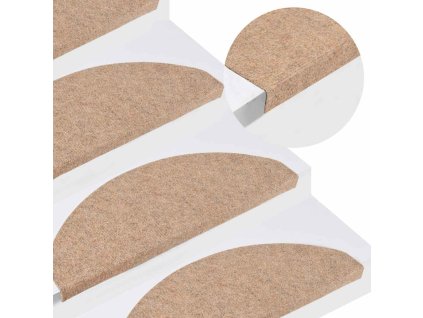 Samolepicí nášlapy na schody 15 ks 65x22,5x3,5 cm béžové 136394
