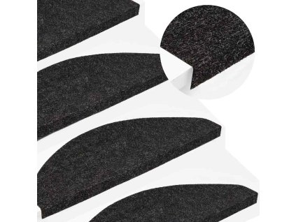 Samolepicí nášlapy na schody 15 ks 65x22,5x3,5 cm antracitové 136395