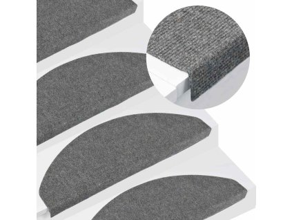 Samolepicí nášlapy na schody 15 ks 65x22,5x3,5 cm šedé 136397