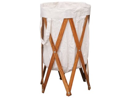 Skládací koš na prádlo krémový dřevo a textil 284227