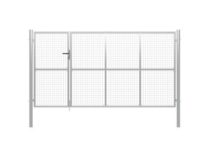 Zahradní plotová brána ocel 350 x 150 cm stříbrná 144343