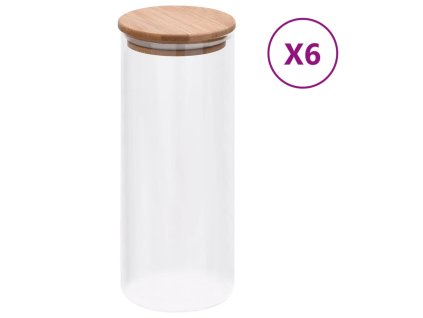 Skleněné dózy s bambusovým víčkem 6 ks 1000 ml 150696