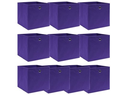 Úložné boxy 10 ks fialové 32 x 32 x 32 cm textil 288355