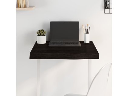 Stolní deska tmavě hnědá 60x60x(2-6)cm ošetřený masivní dub 3156415