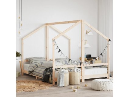 Dětská postel 2x (80 x 200) cm masivní borové dřevo 3200586