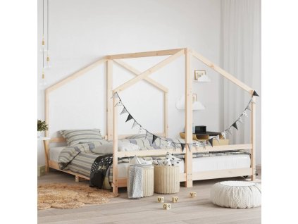 Dětská postel 2x (90 x 200) cm masivní borové dřevo 3200589