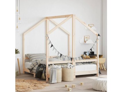 Dětská postel 2x (70 x 140) cm masivní borové dřevo 3200592