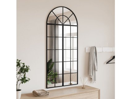 Nástěnné zrcadlo černé 60 x 130 cm oblouk železo 3200607