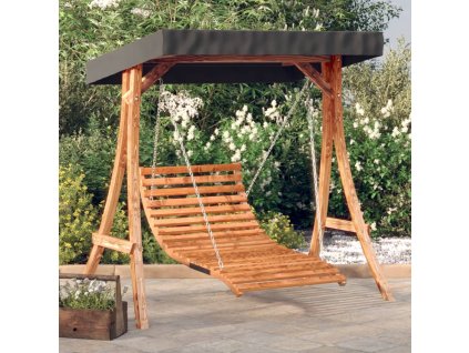 Houpací postel se stříškou masivní smrk s teakovou úpravou 3200626