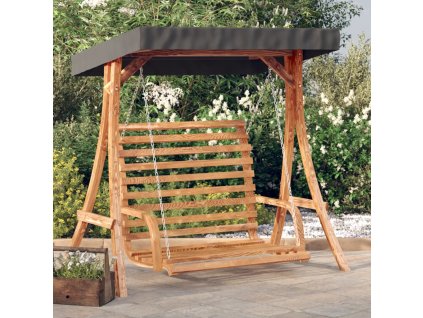 Zahradní houpačka se stříškou masivní smrk s teakovou úpravou 3200628