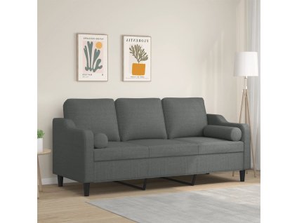 3místná pohovka s polštáři tmavě šedá 180 cm textil 3200854