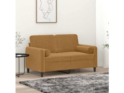 2místná pohovka s polštáři hnědá 120 cm samet 3200878