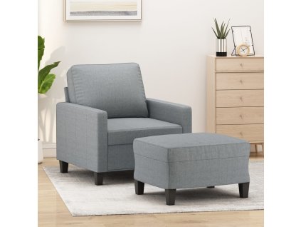 Křeslo s podnožkou světle šedé 60 cm textil 3201029