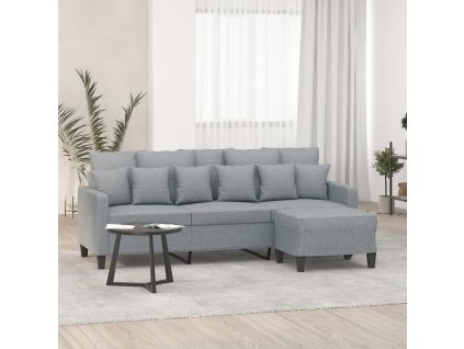 3místná pohovka s podnožkou světle šedá 180 cm textil 3201089