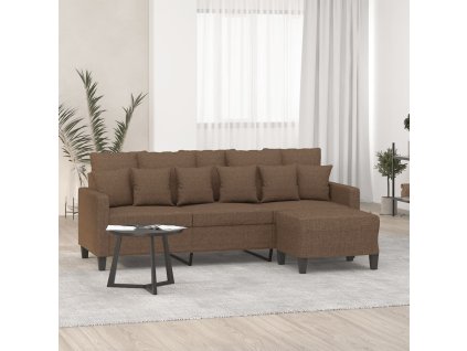 3místná pohovka s podnožkou hnědá 180 cm textil 3201092