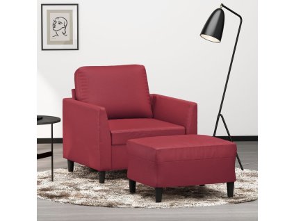 Křeslo s podnožkou vínové 60 cm umělá kůže 3201120