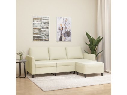 3místná pohovka s podnožkou krémová 180 cm umělá kůže 3201123