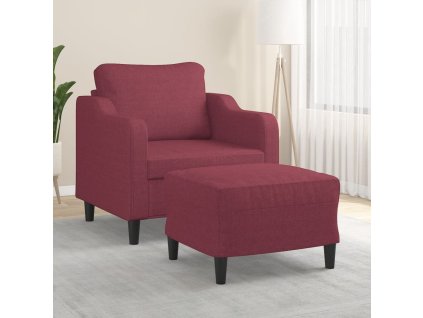 Křeslo s podnožkou vínové 60 cm textil 3201133