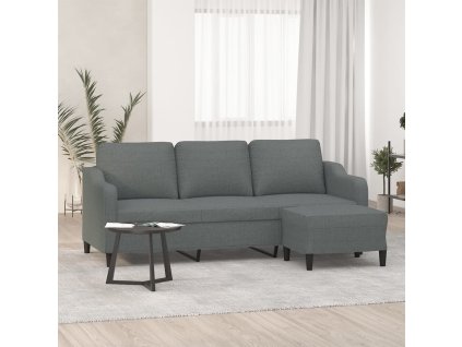 3místná pohovka s podnožkou tmavě šedá 180 cm textil 3201136