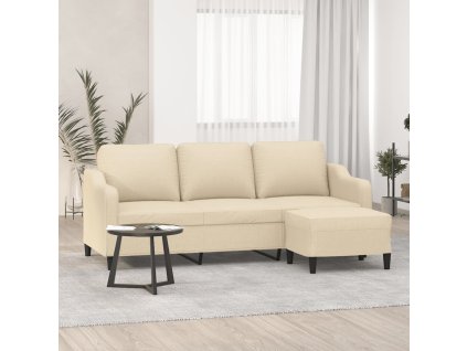3místná pohovka s podnožkou krémová 180 cm textil 3201137