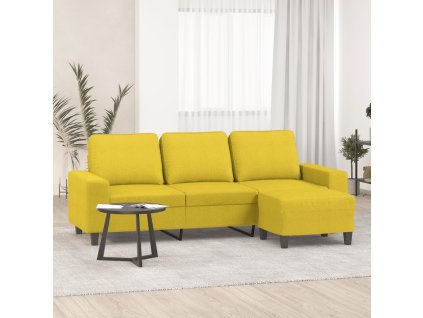 3místná pohovka s podnožkou světle žlutá 180 cm textil 3201156