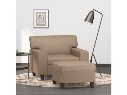 Křeslo s podnožkou cappuccino 60 cm umělá kůže 3201163