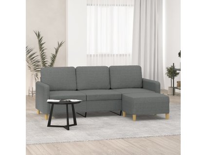 3místná pohovka s podnožkou tmavě šedá 180 cm textil 3201193