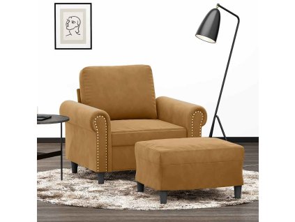 Křeslo s podnožkou hnědé 60 cm samet 3201212