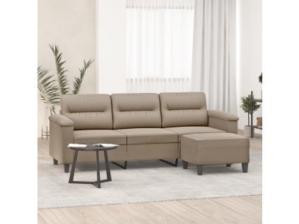 3místná pohovka s podnožkou taupe 180 cm tkanina z mikrovlákno 3201231