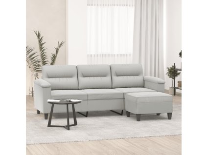 3místná pohovka s podnožkou světle šedá 180 cm mikrovlákno 3201232