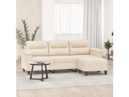 3místná pohovka s podnožkou béžová 180 cm mikrovlákno 3201236