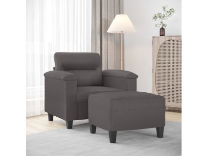 Křeslo s podnožkou šedé 60 cm umělá kůže 3201239