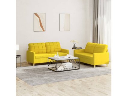 2dílná sedací souprava s poduškami světle žlutá textil 3201279