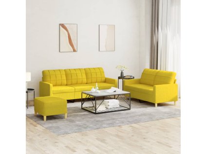 3dílná sedací souprava s poduškami světle žlutá textil 3201319